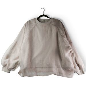 bab j-fashion beige sheer overlay relaxed boho chic pullover sweatshirt free